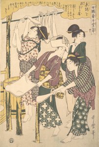 The Making of Silk Floss, ca. 1790. av Kitagawa Utamaro