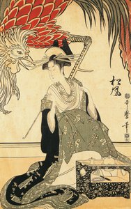 Oiran Matsuzake med et rør, av Kitagawa Utamaro, tresnitt av Kitagawa Utamaro