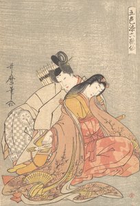 Poeten Ariwara no Narihira 825-880 og Ono no Komachi..., ca. 1798. av Kitagawa Utamaro