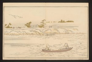 Bredden av Sumida-elven i snø av Kitagawa Utamaro