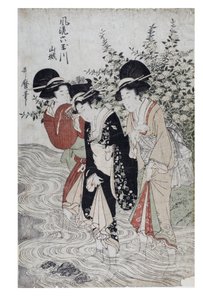 Tre Bijin i elven, Edo-perioden, ca. 1790–1804 (tresnitt på papir) av Kitagawa Utamaro