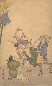 Three Revelers of the Lower Classes, Iført Komuso-hatter ..., sent på 1700-tallet - begynnelsen av 1800-tallet. av Kitagawa Utamaro