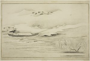 Towing a Barge in the Snow, fra albumet The Silver World, 1790 av Kitagawa Utamaro