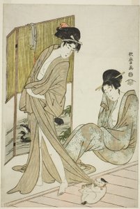 To unge kvinner etter et bad av Kitagawa Utamaro