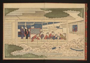 Ser på paraden nedover hovedgaten, Nakanochô, i Yoshiwara fornøyelseskvarter av Kitagawa Utamaro
