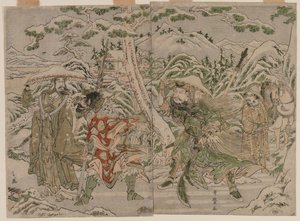 Vinterscene fra romantikken om de tre kongedømmene av Kitagawa Utamaro