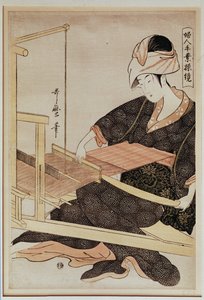 Kvinne som vever av Kitagawa Utamaro