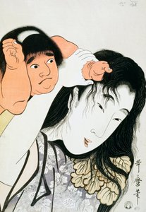 Yamauba og Kintaro, populære figurer fra japansk folklore, ukiyo-e kunsttrykk av Kitagawa Utamaro (1753-1806), tresnitt, japansk sivilisasjon, Edo-perioden av Kitagawa Utamaro