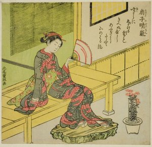 Fjerner bris fra en vifte (Ogi no seiran) av Kitao Shigemasa