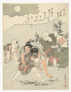 Den åttende måneden Hazuki (tittel på objekt) Spill med måneskinn (serietittel) Tsuki yo asobi (serietittel på objekt) av Kitao Shigemasa