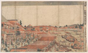 Landskap; med vannfestival med lykter av Kitao Shigemasa