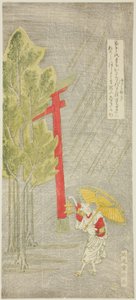 Nattregn ved en helligdom av Kitao Shigemasa