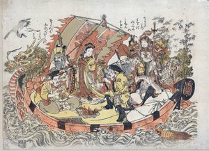 Sept Divinites du Bonheur - Seven Lucky Gods par Kitao, Shigemasa (1739-1820), Mellom 1775 og 1780 - Farge linosnitt, 32,6x46,1 - Privat samling av Kitao Shigemasa