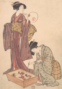 To kvinner som mater fisk, 1739-1820. av Kitao Shigemasa