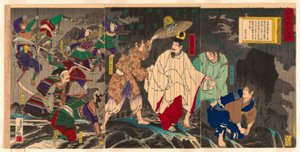 Keiser Godaigo flykter; fra serien "The Unofficial History of Japan (Nihon gaishi no uchi)"