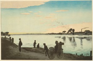 Ishihara-broen sett fra bredden av Sumida-elven av Kiyochika Kobayashi