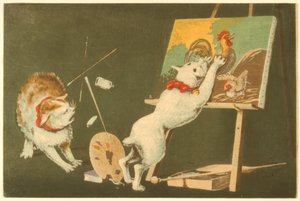 Katter og lerret av Kiyochika Kobayashi