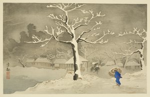 Nedre voll ved Mimeguri, Mukojima (farget treblokktrykk) av Kiyochika Kobayashi