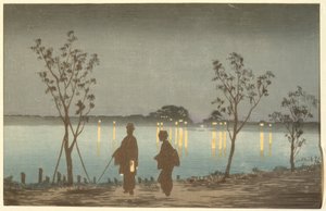 Natt på Sumida-elven av Kiyochika Kobayashi