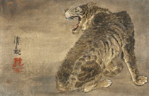 Tiger og lyn av Kiyochika Kobayashi