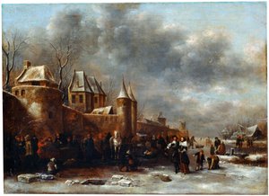 Et slott ved elvebredden, 1600-tallet av Klaes Molenaer