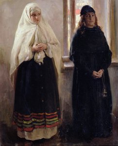 To verdener (olje på lerret) av Klavdiy Vasilievich Lebedev