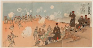 Oberst Kumamoto Masaji, regimental sjef for Imperial Guard Artillery av Kobayashi Kiyochika