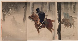 Speidere nær Nuizhuang på en snørik natt av Kobayashi Kiyochika