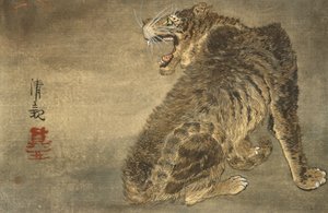 Tiger og lyn av Kobayashi Kiyochika