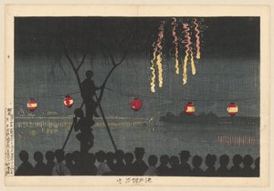 Fyrverkeri på Ikenohata Fyrverkeri i kanten av dammen Ikenohata hanabi (tittel på objekt)