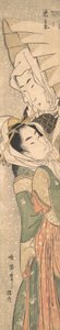 Girl and Lover in Snow, tidlig på 1800-tallet. av Koikawa Harumasa