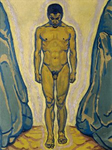 Stående mann naken mellom steiner, ca. 1915. av Koloman Moser