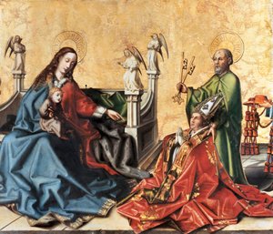 Presentasjonen av kardinalen av Mies til jomfruen. Maleri av Konrad Witz, ca. 1444