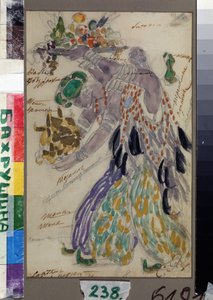 Kostymedesign for balletten Raimonda av Alexandre (Alexander) Glazunov (Glazounov eller Glazunoff eller Glazunow) (1865-1936) (Kostumedesign for balletten Raimonda av A. Glazunov). Fruktbærere. Kunstverk av Konstantin Alexeyevich Korovin (Constantin K av Konstantin Alekseevich Korovin