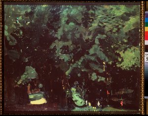 En park. Maleri av Konstantin (Constantin) Andreyevich Somov (1869-1939), olje på lerret av Konstantin Andreevic Somov