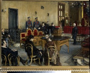 Venter på en dom. Maleri av Konstantin Apollonovich Savitsky (1844-1905), olje på lerret