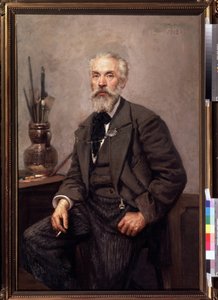 Portrett av kunstneren Konstantin Savitsky (1844-1905) (Portrett av kunstneren K. Savitsky). Maleri av Nikolai Karlovich Grandkovsky (1864-1907), olje på lerret