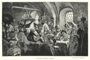 En russisk brudefest (gravering) av Konstantin Egorovich Makovsky