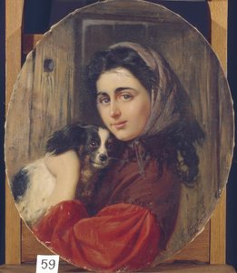 Jente Med Liten Hund av Konstantin Egorovich Makovsky