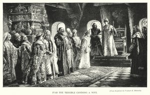 Ivan den forferdelige velger en kone (gravering) av Konstantin Egorovich Makovsky
