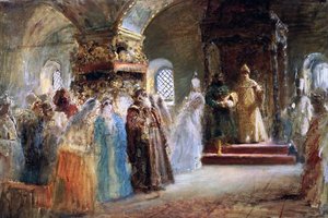 Tsar Alexei Michaylovich (1629-76) velger en brud av Konstantin Egorovich Makovsky