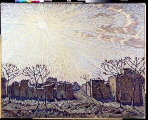 ""The sun" (The sun) Landskap badet av solens stråler - Maleri av Konstantin Fyodorovich Bogayevsky (Constantin Bogaievsky) (1872-1943) 1906 Dim 111x138 cm Regionalt kunstgalleri, Vologda