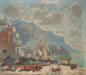 Utsikt over Amalfi i morgenlyset,
