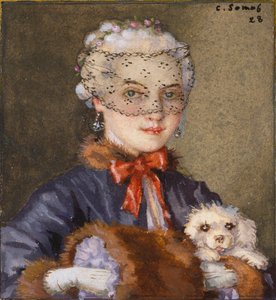 Dame med en hund, 1928 av Konstantin Somov