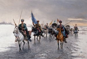 En gulltransport i Sibir (olje på lerret) av Konstantin Stoilov