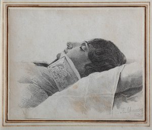 Dimitri Venevitinov 1805-1827 på dødsleiet, 1827 av Konstantin Yakovlevich Afanasyev