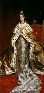 Portrett av keiserinne Alexandra Fyodorovna av Russland 1872-1918, kona til tsar Nicholas II, 1890-årene. av Konstantin Yegorovich Makovsky