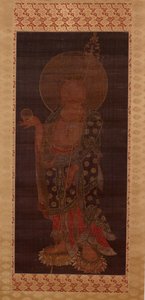 Bodhisattva Kshitigarbha (Jijang bosal), slutten av 1200- eller begynnelsen av 1300-tallet (blekk, farge og gull på silke)