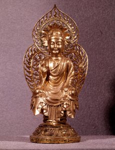 Coreen Art: Buddha-statuett i gull. Silla-periode, 8.-10. århundre. Nasjonalmuseet i Korea av Korean School