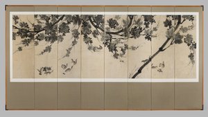 Grapevines and Chipmunks, ca. 1800 (Åtte panelskjerm: blekk på papir) av Korean School